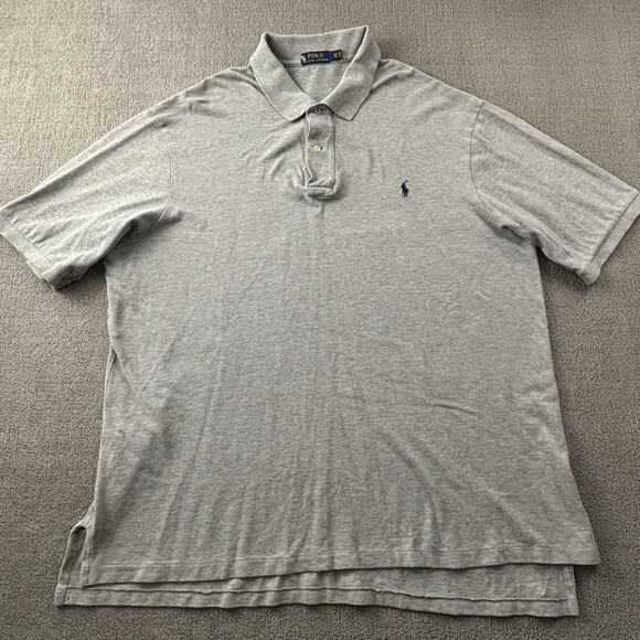 Ralph Lauren Polo Shirt Adult 2XLT 2XL Tall Gray Short Sleeve Casual Preppy Mens - Picture 1 of 14
